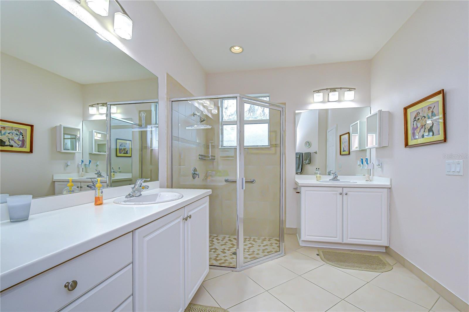 Separate vanities and large shower!