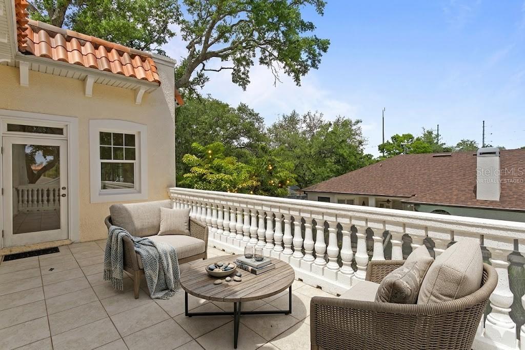 Virtually staged private terrace off the 5th bedroom / in-law suite