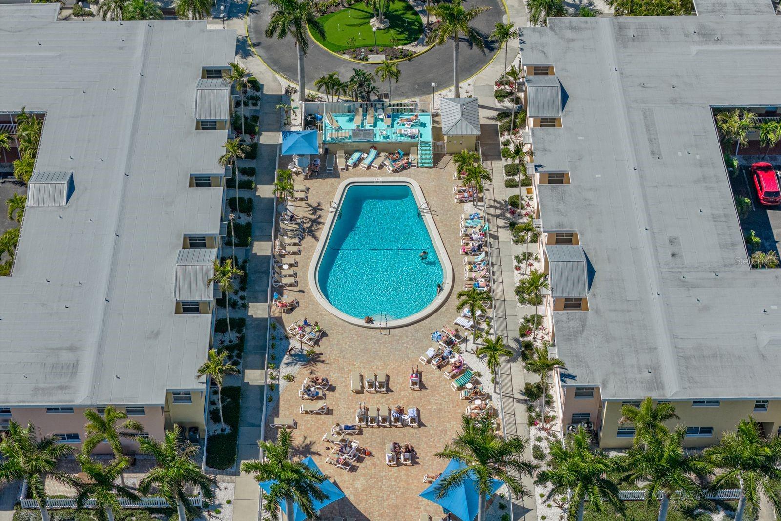 Pool is at the center of the resort