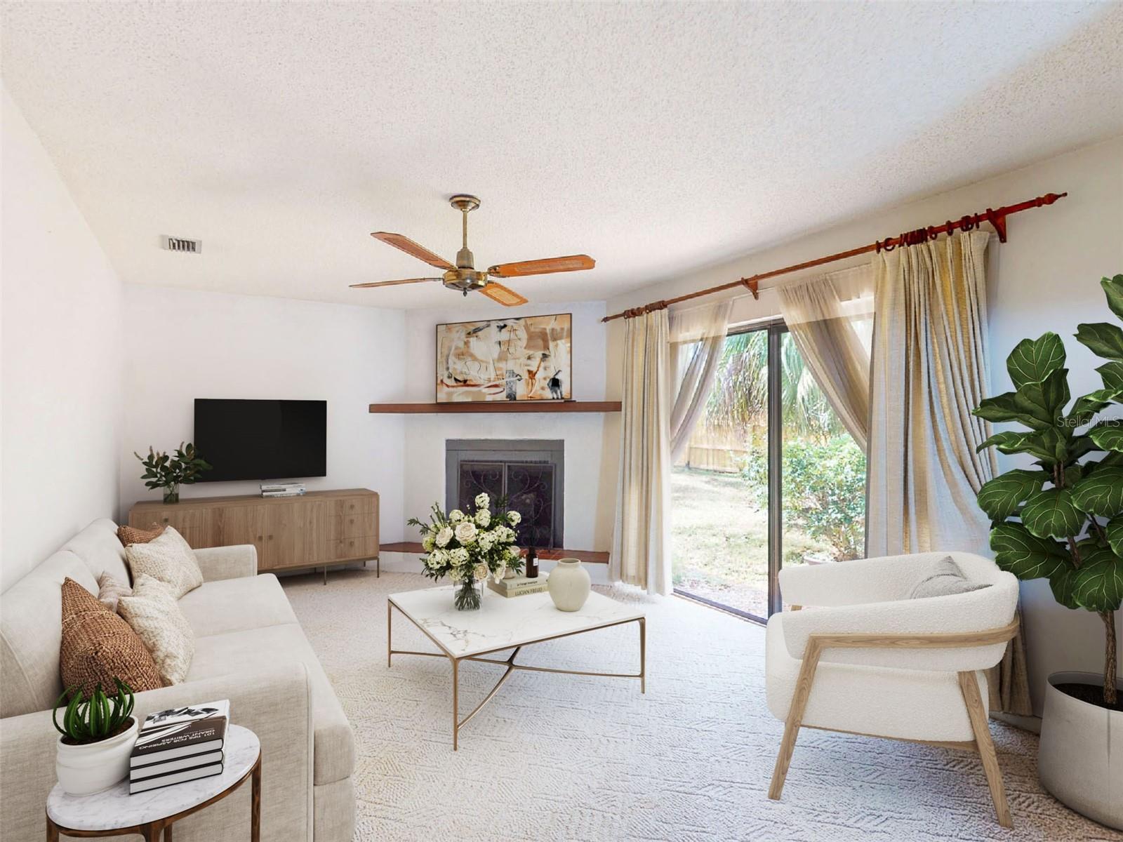 Family room with a clear view of the outside patio area