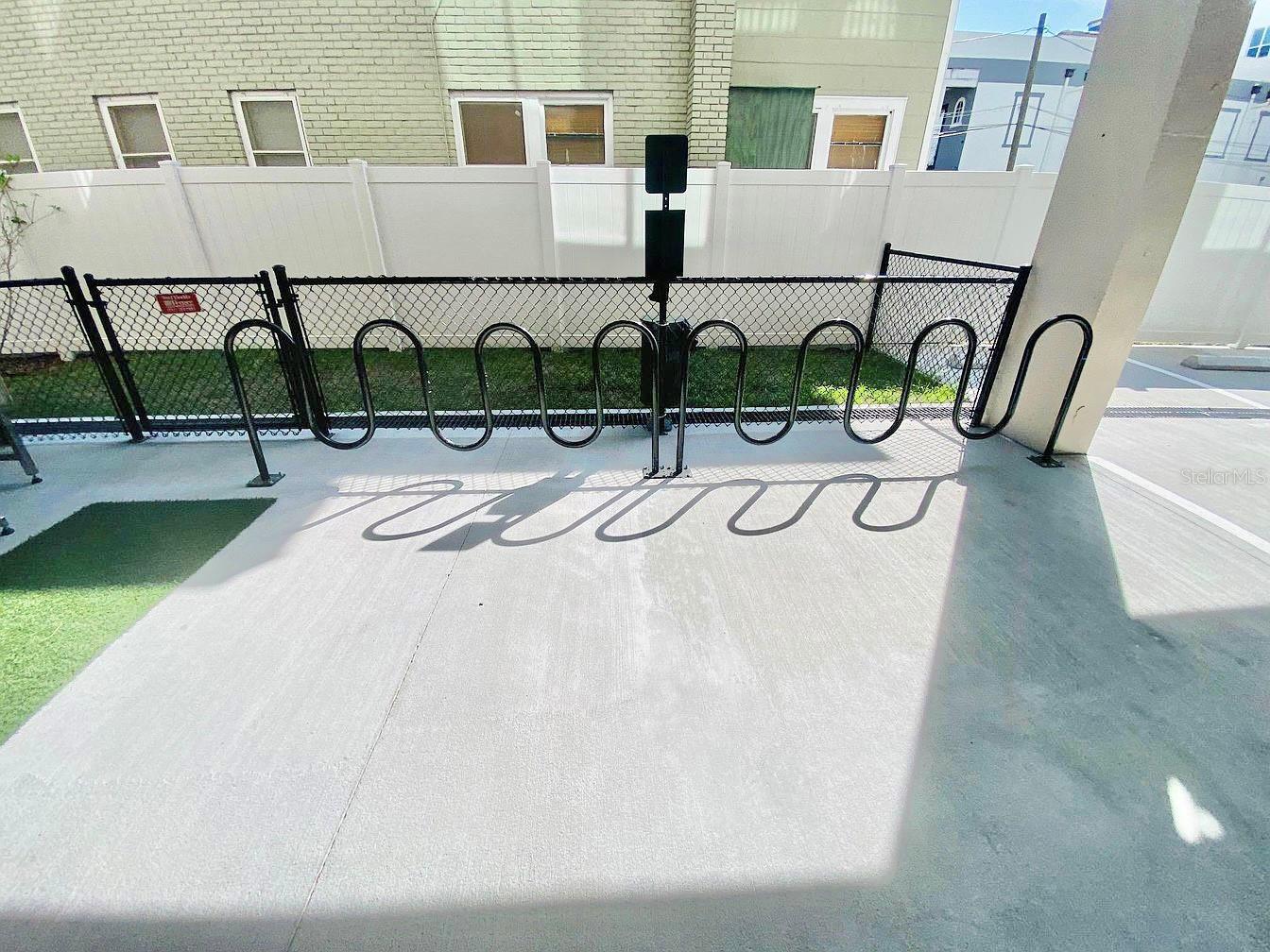 Dog run and bike rack