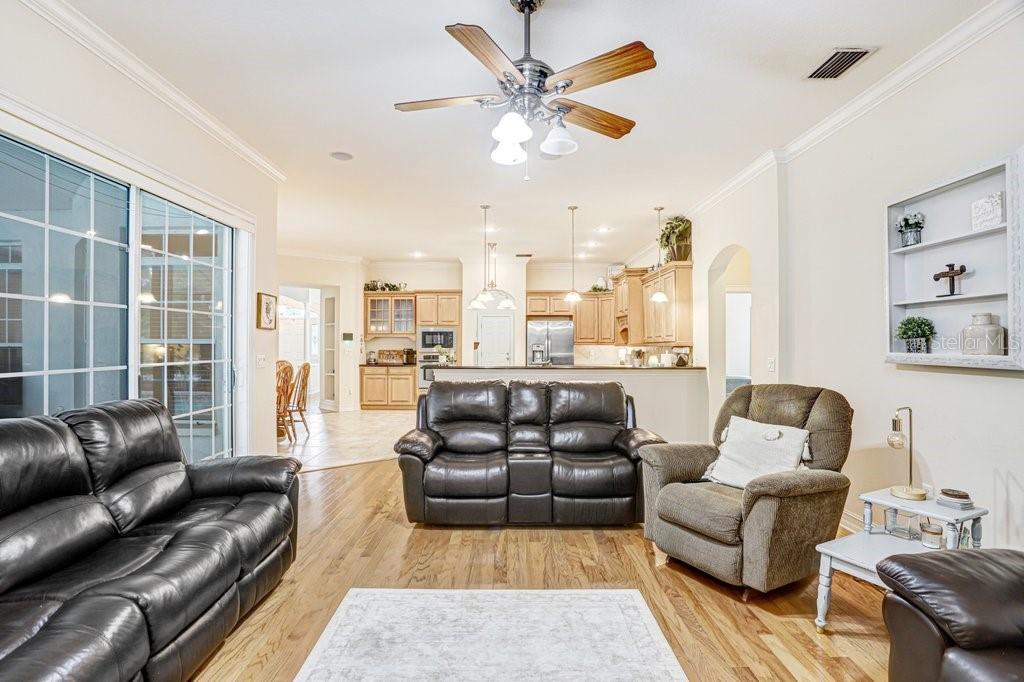 Family Room with large sliding doors to the pool