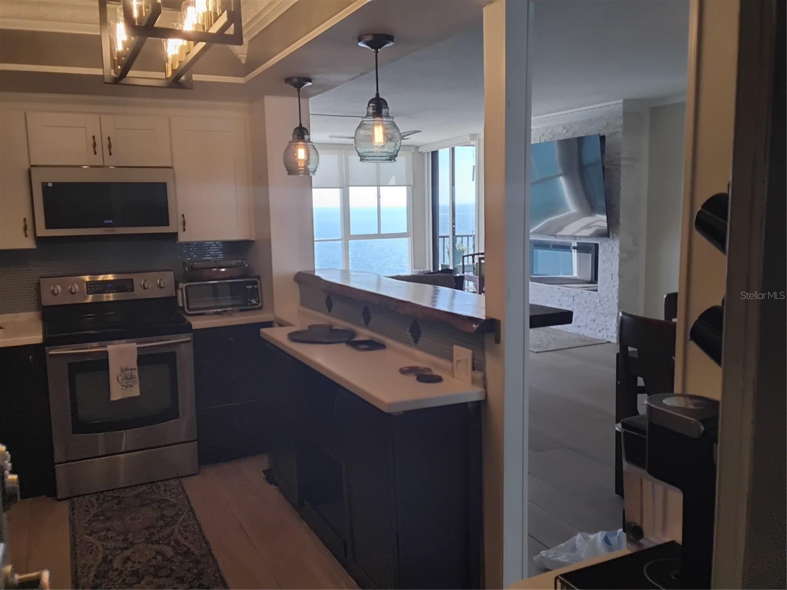 Water views from kitchen