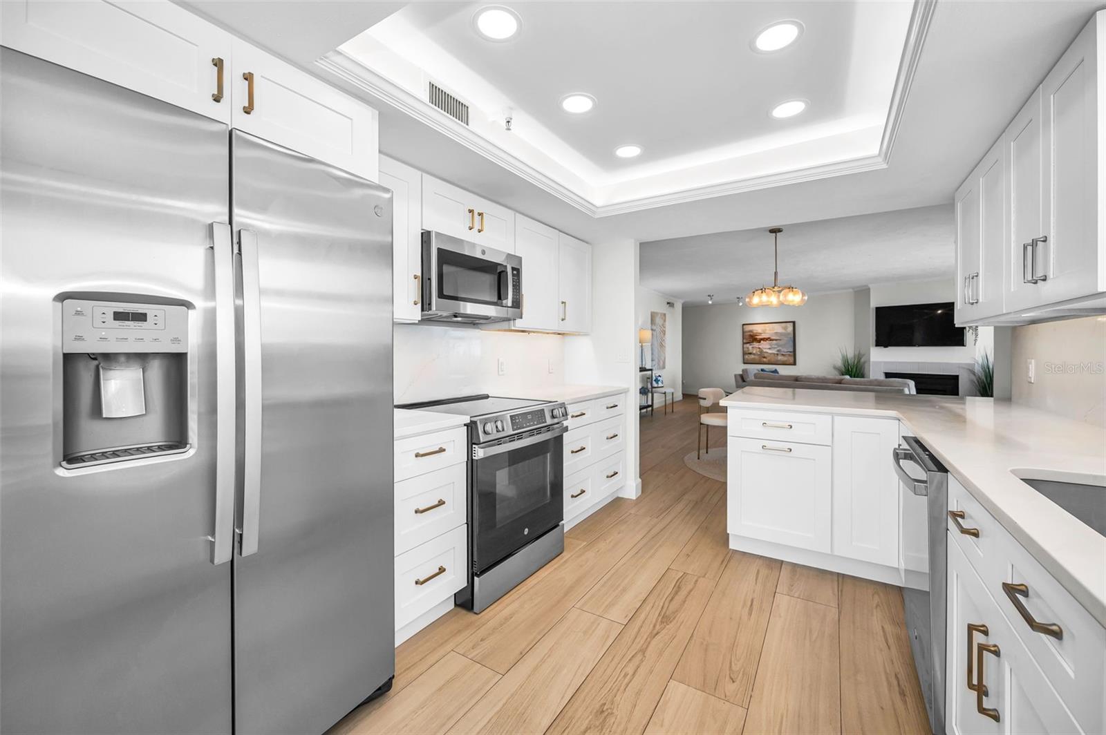Totally renovated contemporary Kitchen with recessed, LED lighting