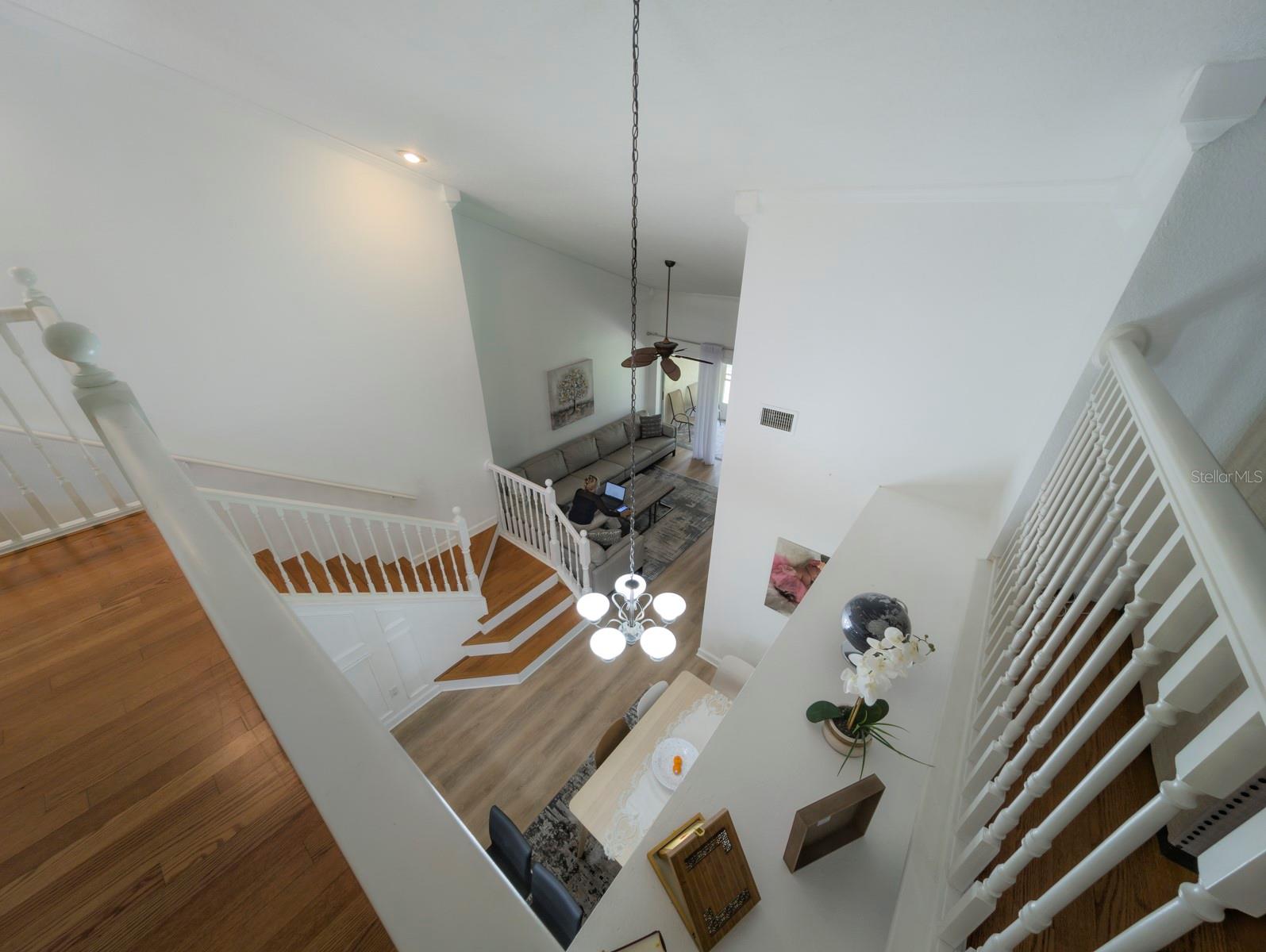 Looking down from loft