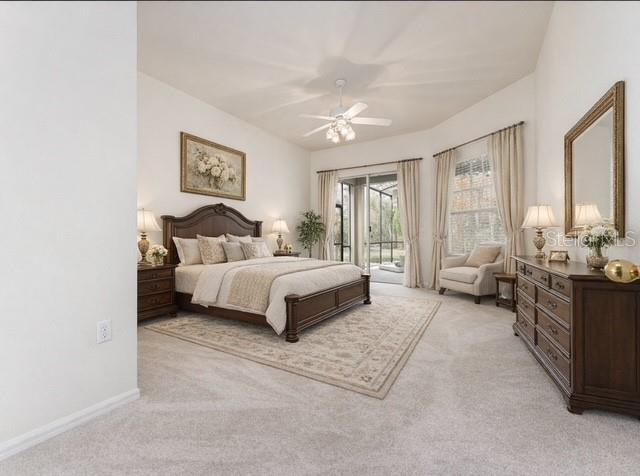 Primary Bedroom, w Private Exit to the Pool