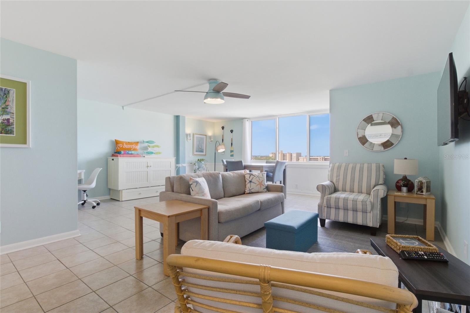 Living Space with Dining area, space for desk and bed or murphy bed