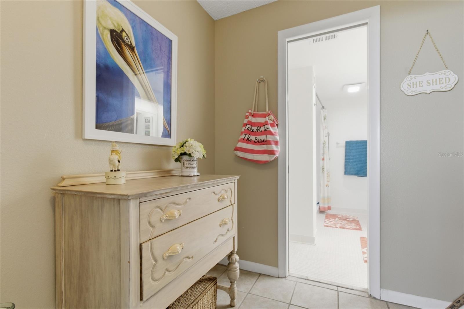 Large Closet between living space and bathroom