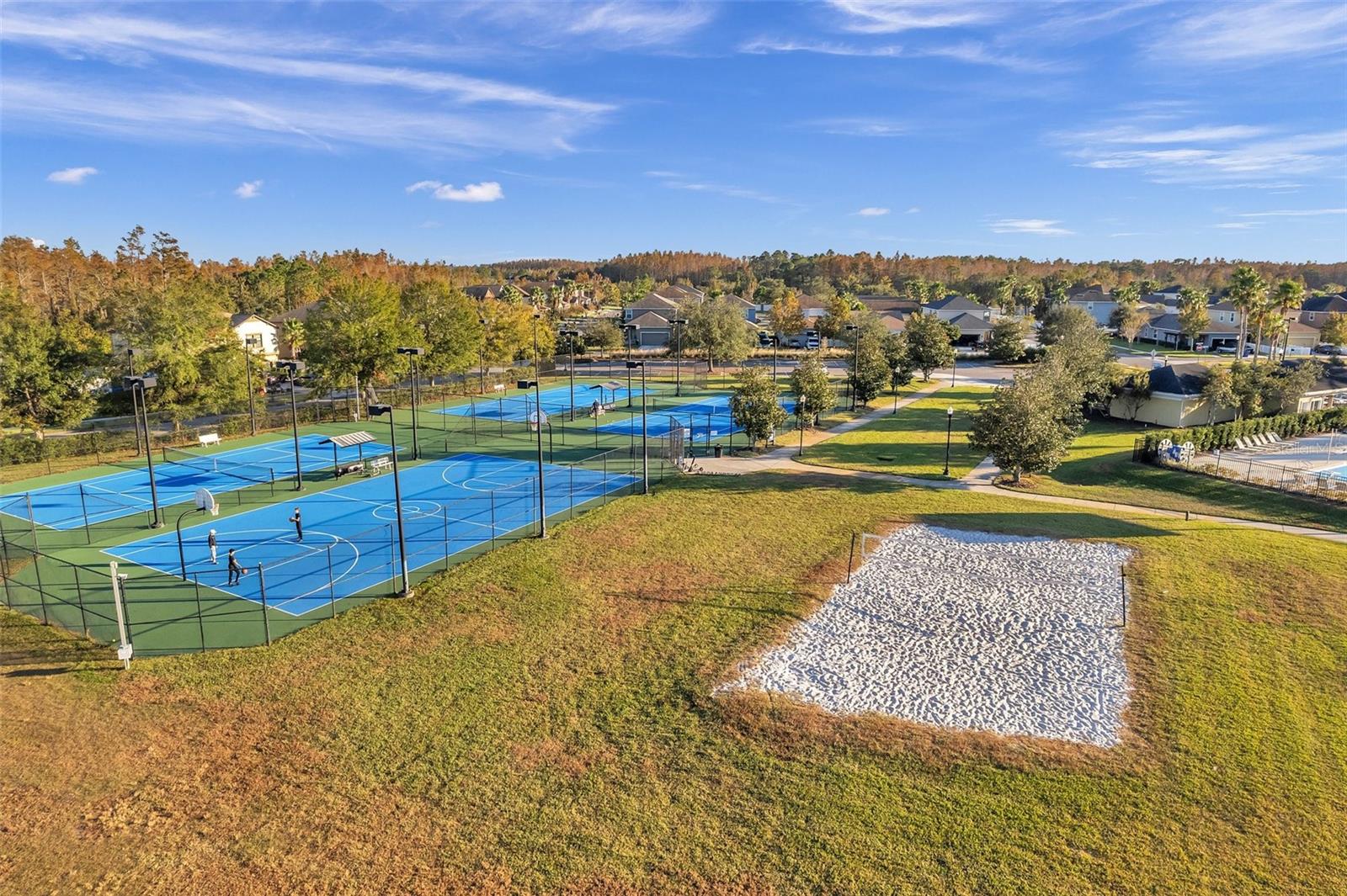 Tennis courts and volleyball court