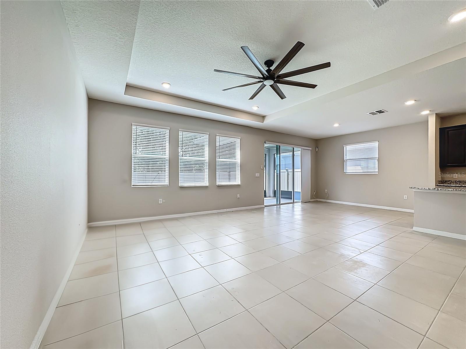 View from Back Hallway thru Great Room to Dinette