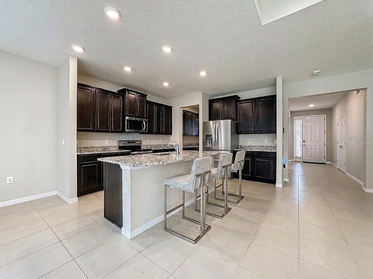 Virtually Staged Kitchen. Refrigerator Virtually Staged