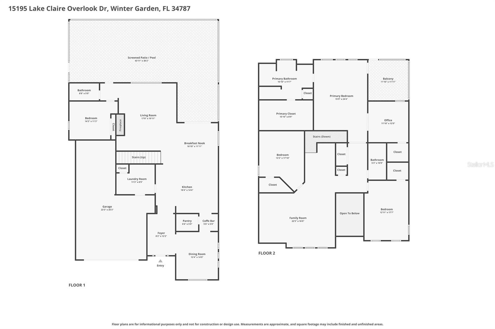 15195 LAKE CLAIRE OVERLOOK DR, WINTER GARDEN, FL, 34787