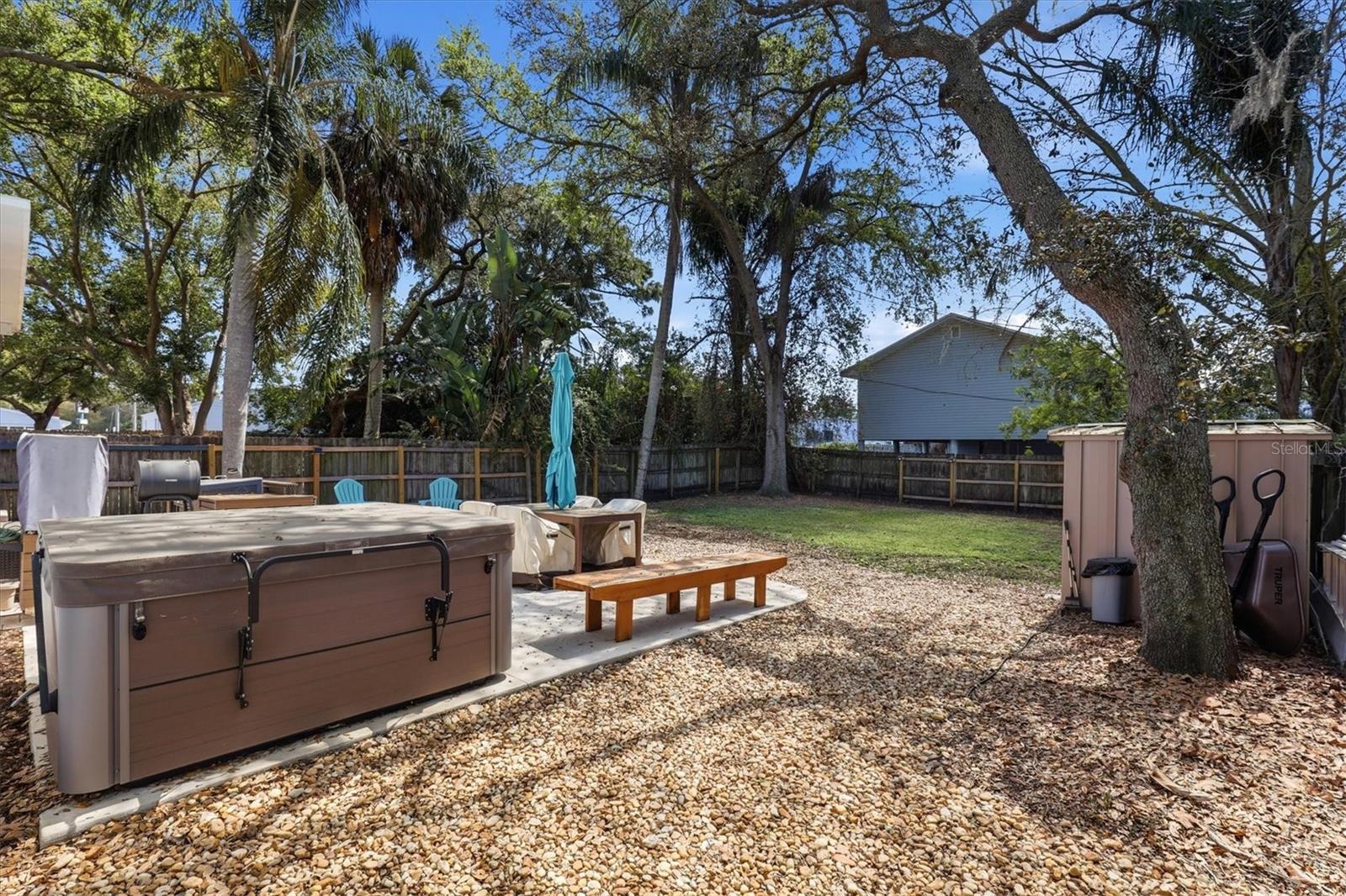 Well-maintained hot tub area, perfect for relaxing and entertaining.