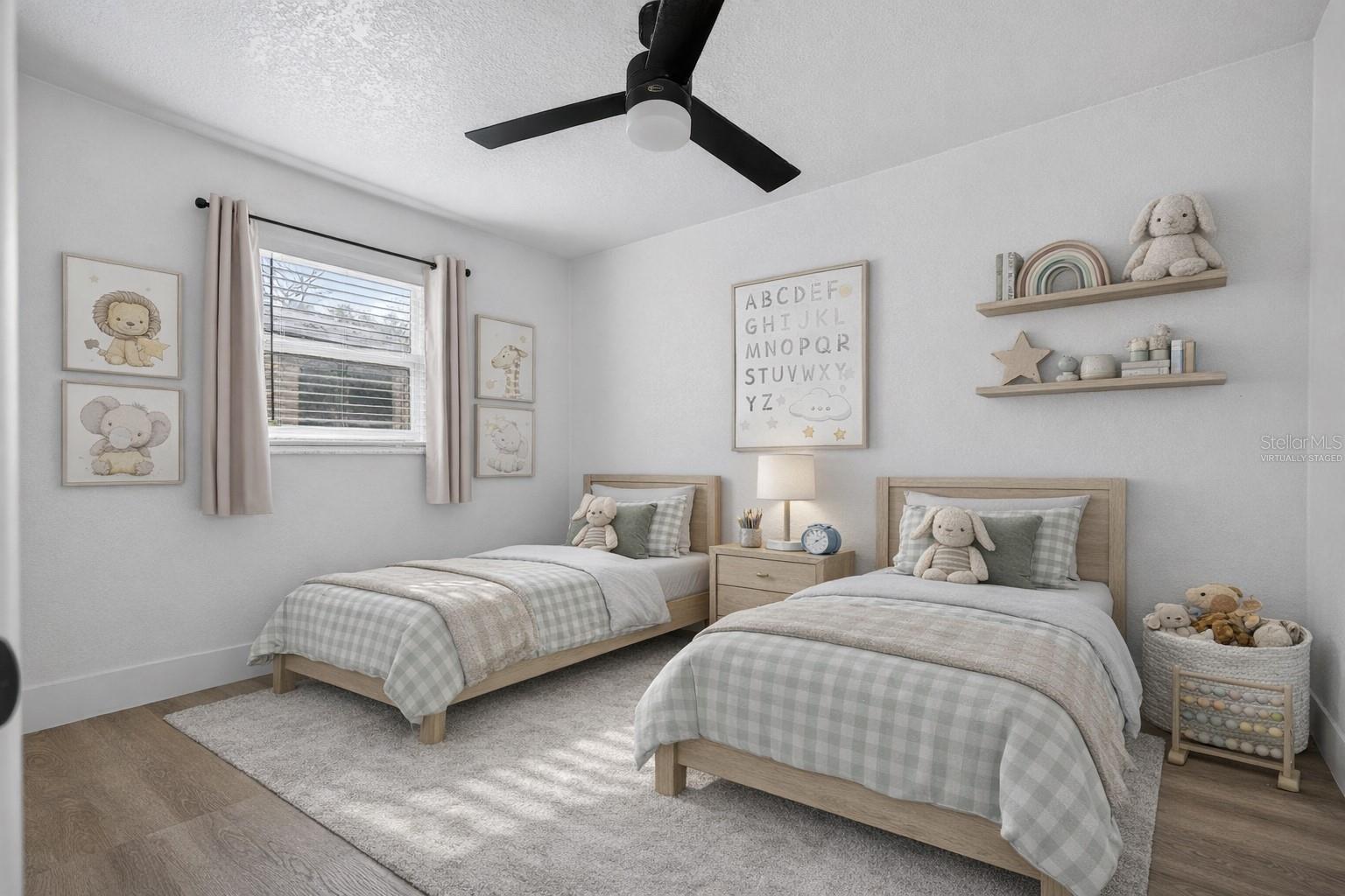 Virtually staged 2nd bedroom