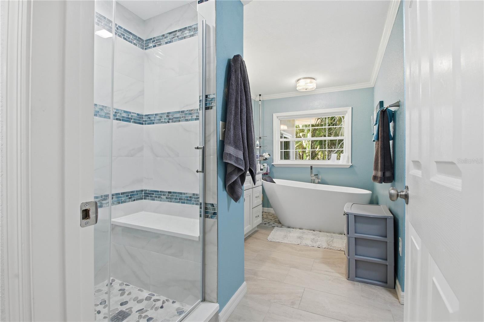 One lift side of the hall is the spa like bathroom.