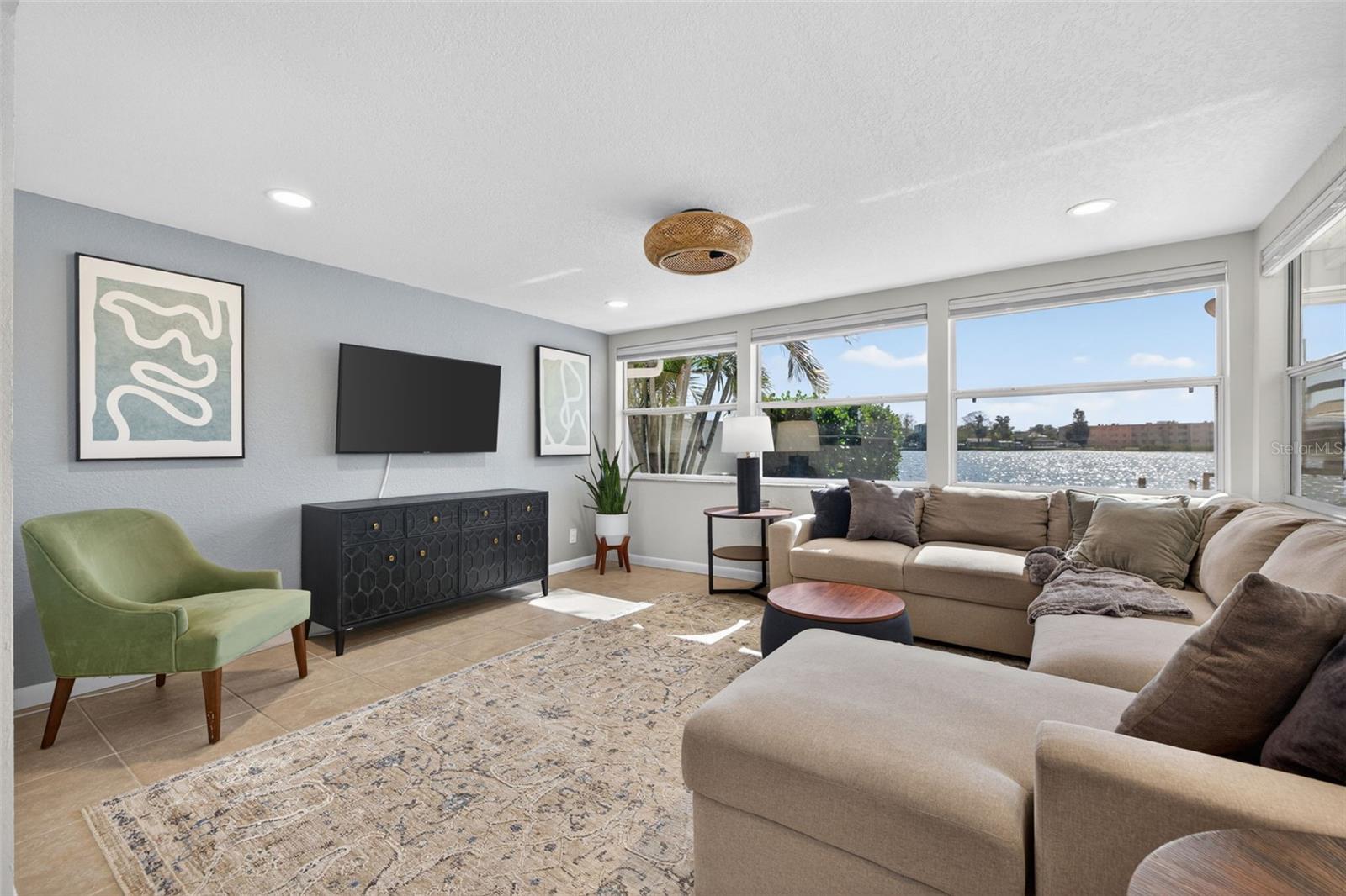 Light and bright family room.
