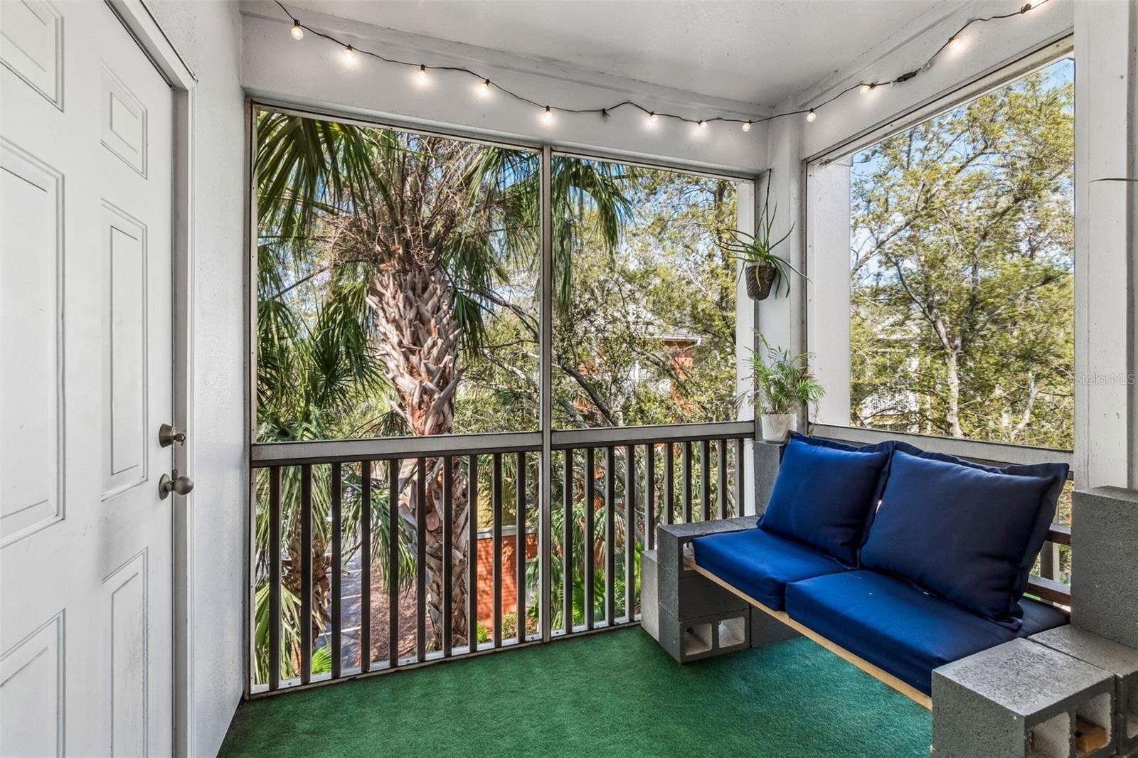 Lanai with storage room