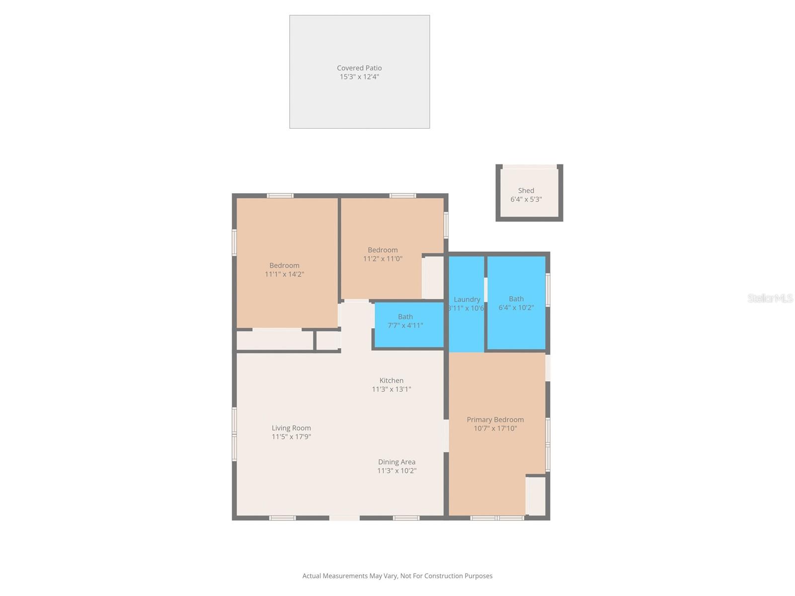 note the 2 separatations of the home