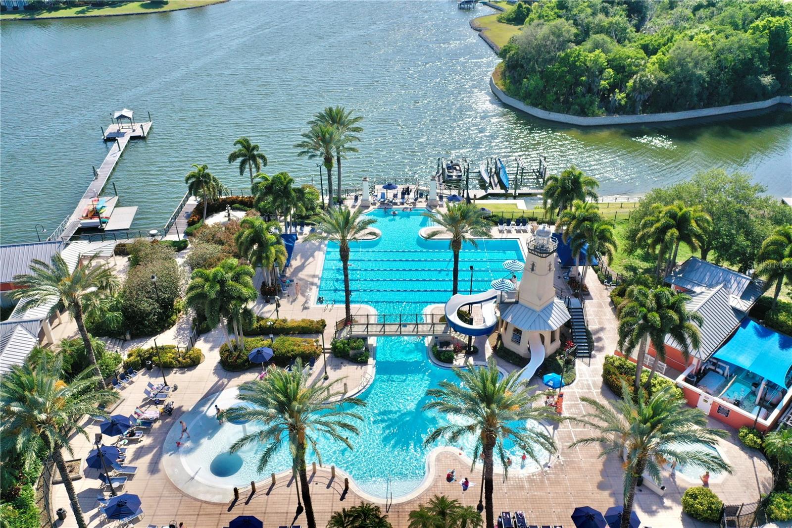 Community pool overlooking the lagoon