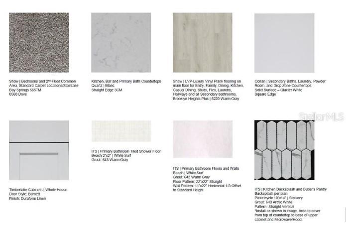 734 Sky Shade Drive design selections.  Home  is under construction and selections are subject to change.