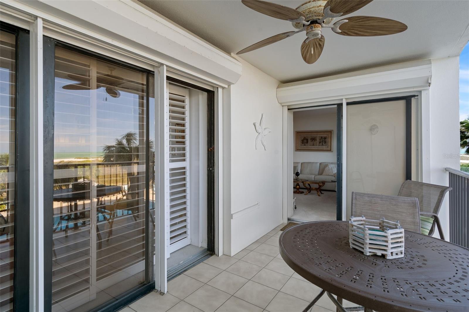 Hurricane shutters over both sliding doors for added peace of mind when needed!