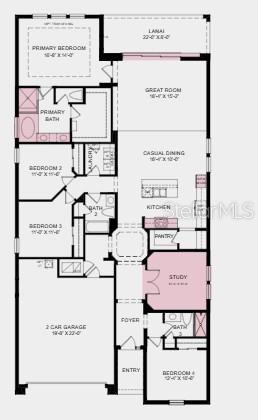 Additional Highlights Include: Gourmet kitchen, shower in place of tub at bath 3, pocket sliding glass doors at great room, 8' interior doors, deluxe shower and garden tub at primary bath, study in place of flex, and outdoor kitchen rough-in.