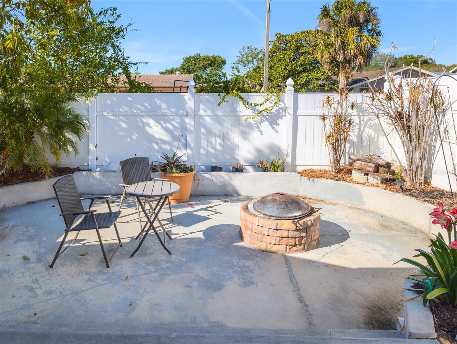 Fire pit in back yard