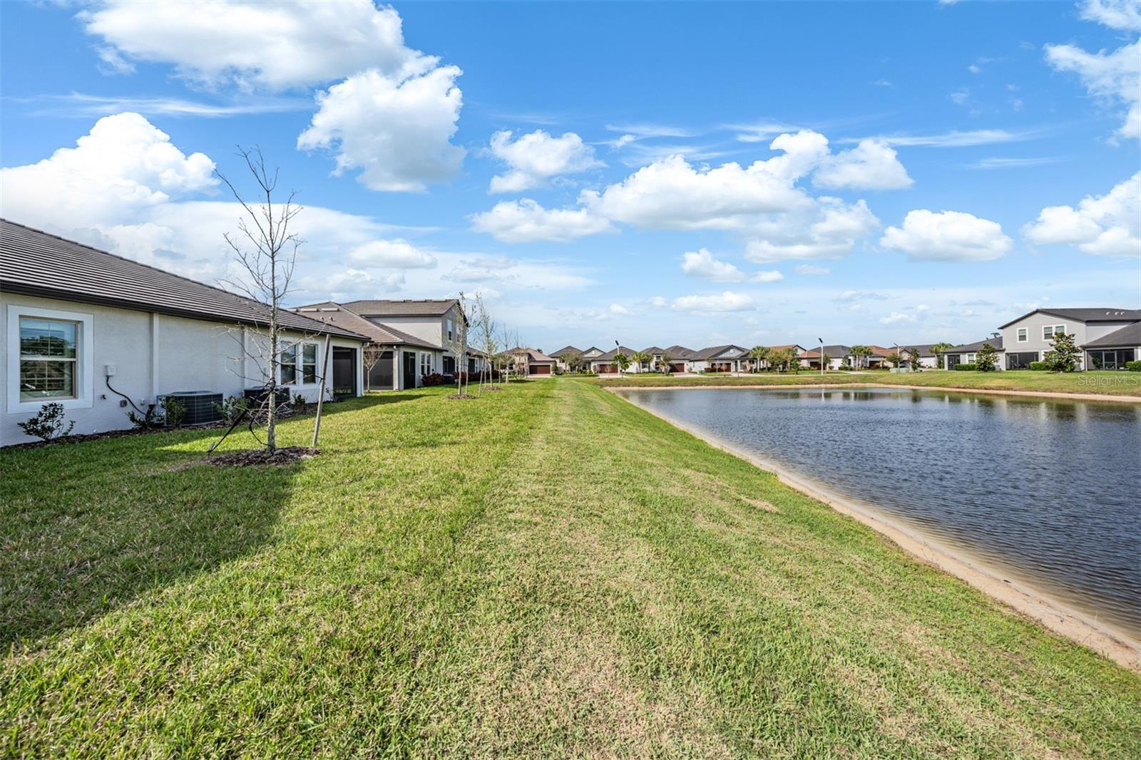 Greenspace backyard with pond frontage