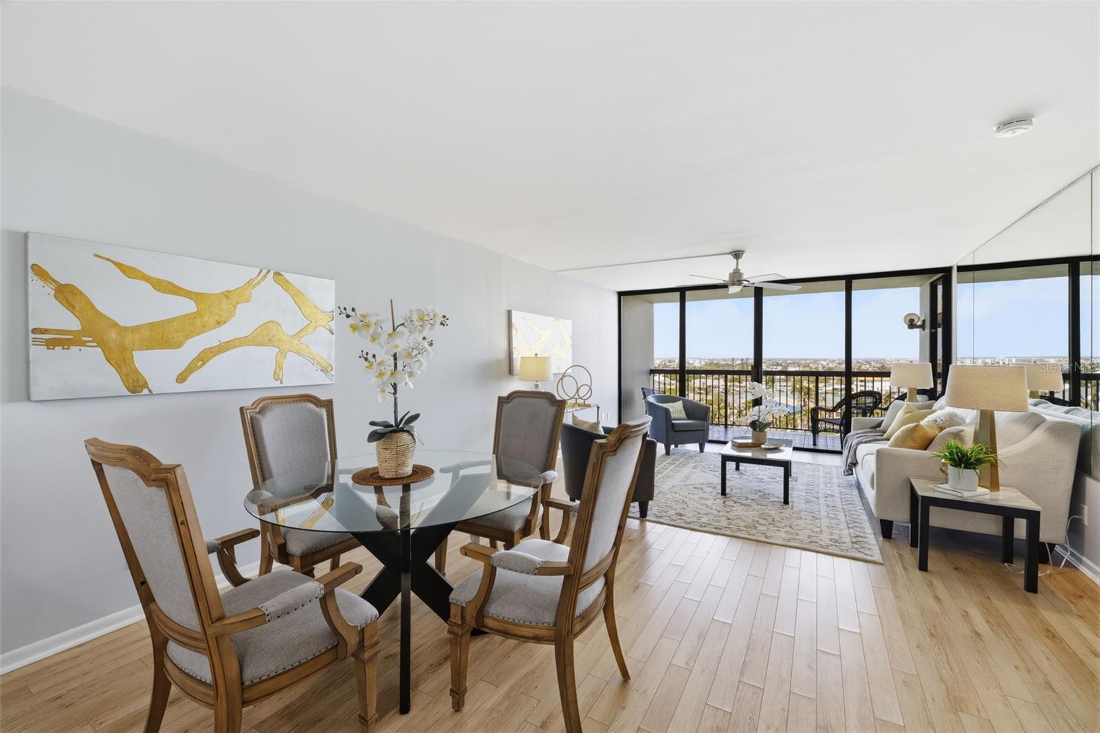 Dining area with balcony view