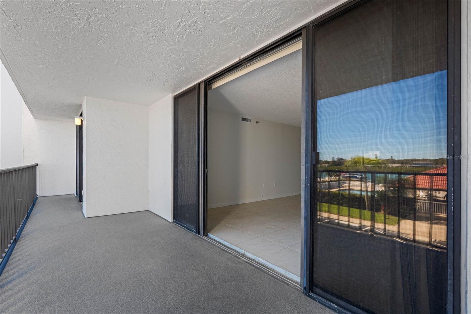 ... Unit # 204 has a 15.3  Balcony Fronting the Living Room Area.. The Master Suite Enjoys a 13.3 foot Balcony.  Nice Morning Sun Coming from the East-  Bathes the Balcony with Natures Warmth.. Photo taken from Liivng Room Side . There is a 3 foot wing wall for privacy separating the two areas,