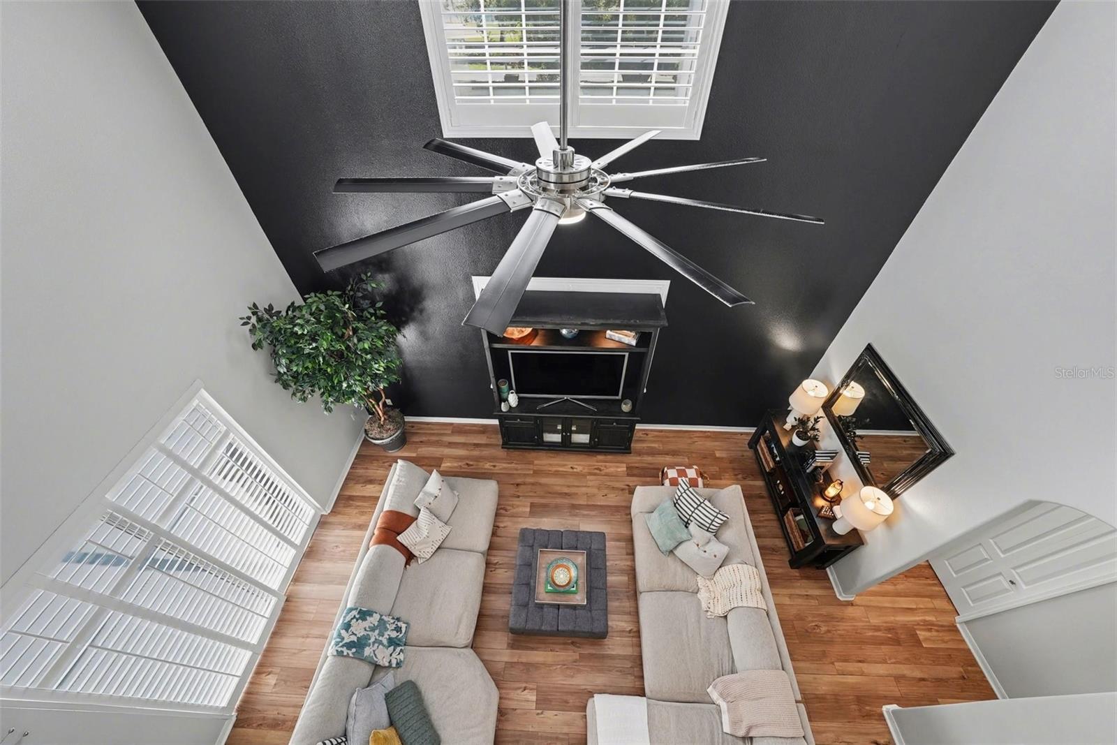 The family room view from the upstairs loft.