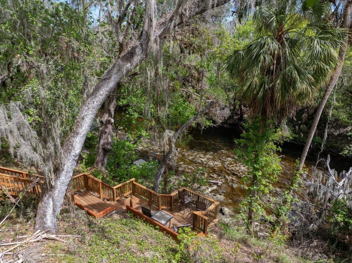 Deck overlooks the Alfia River.