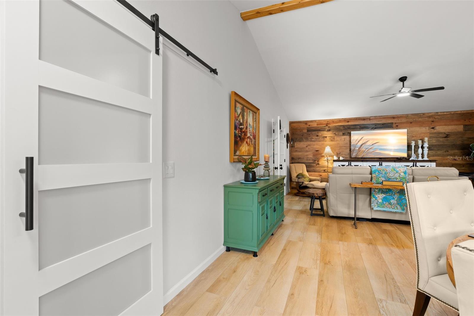 barn door closes to give guests privacy