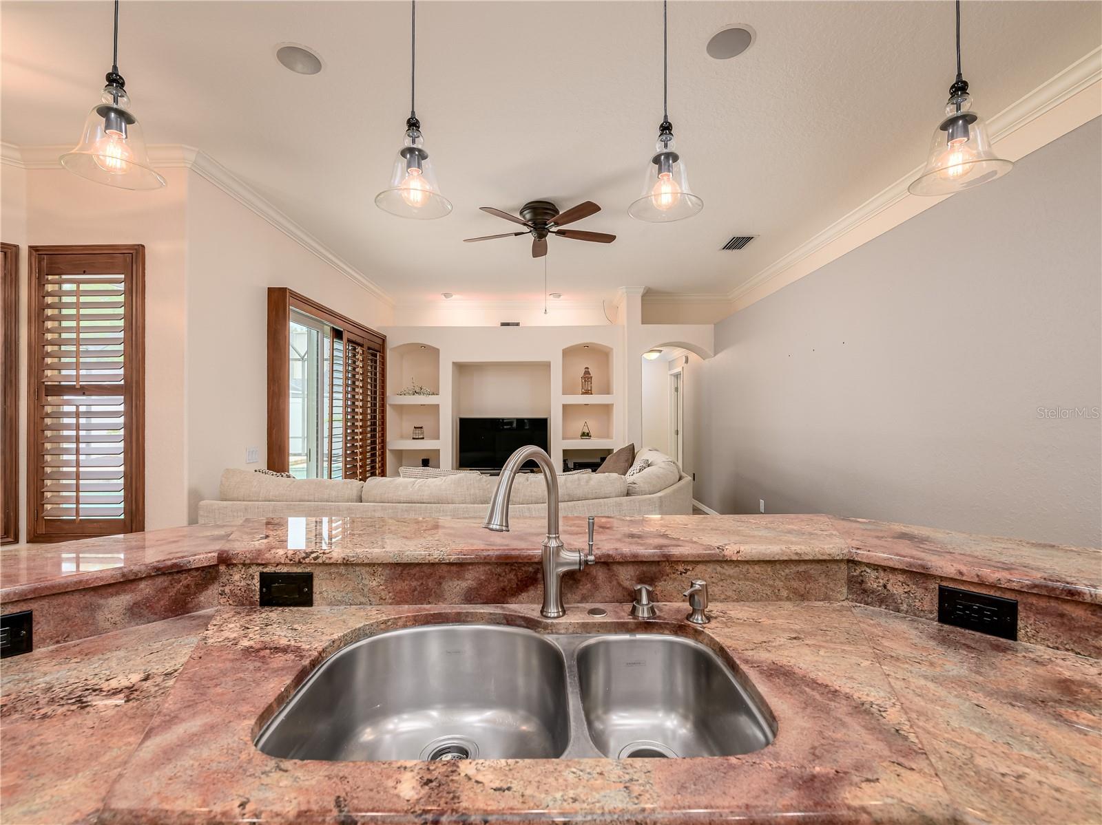 Family room view from the kitchen