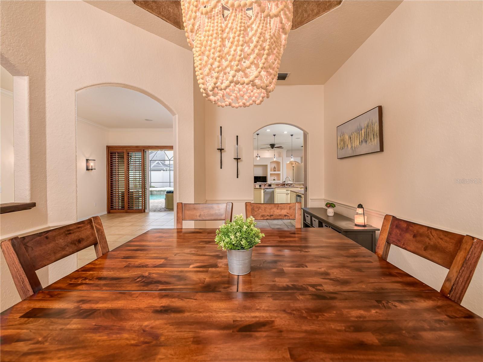 Dining room view towards kitchen