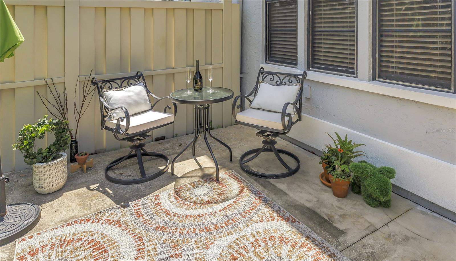 Sunrise Coffee or Afternoon Iced Tea.  A place to enjoy the flowers and bushes