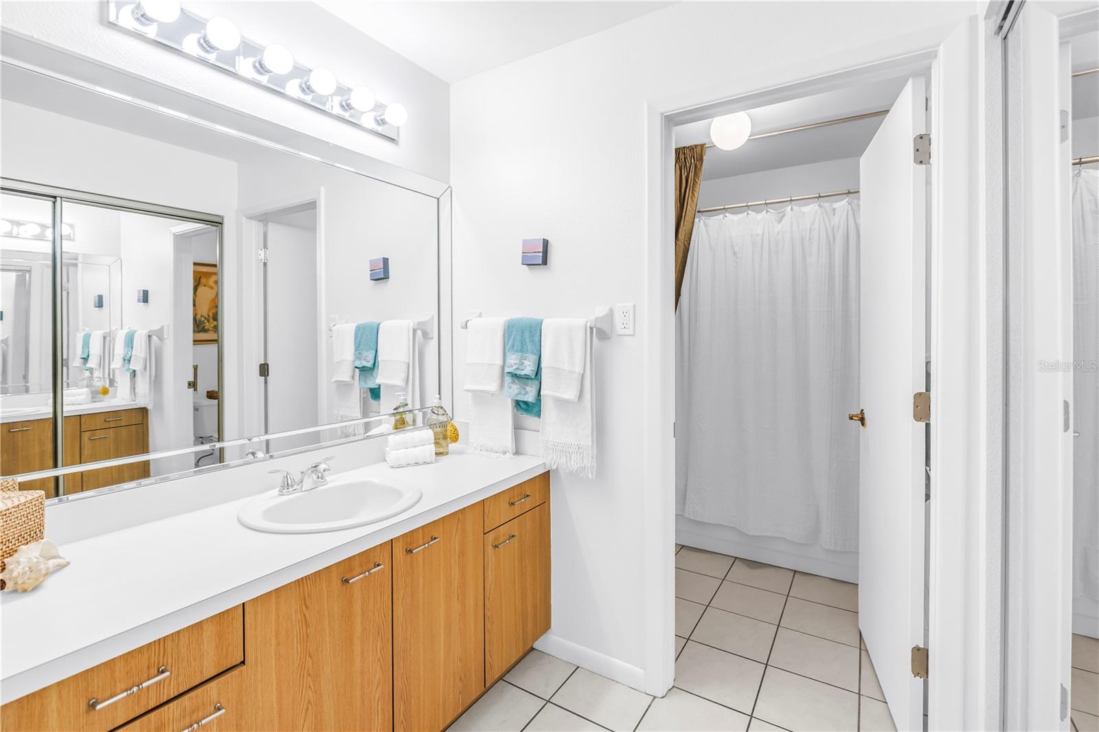 Primary Bath is in great condition.  Clean and Modern Look