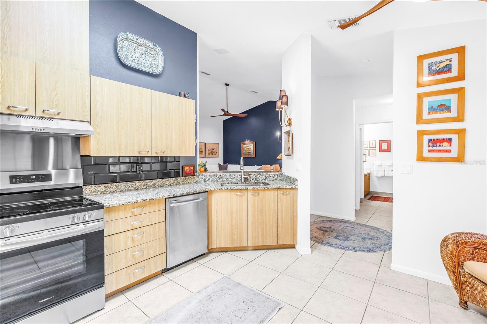 Grand Kitchen, modern cabinetry, workspace, and keep an eye on those visitors!!