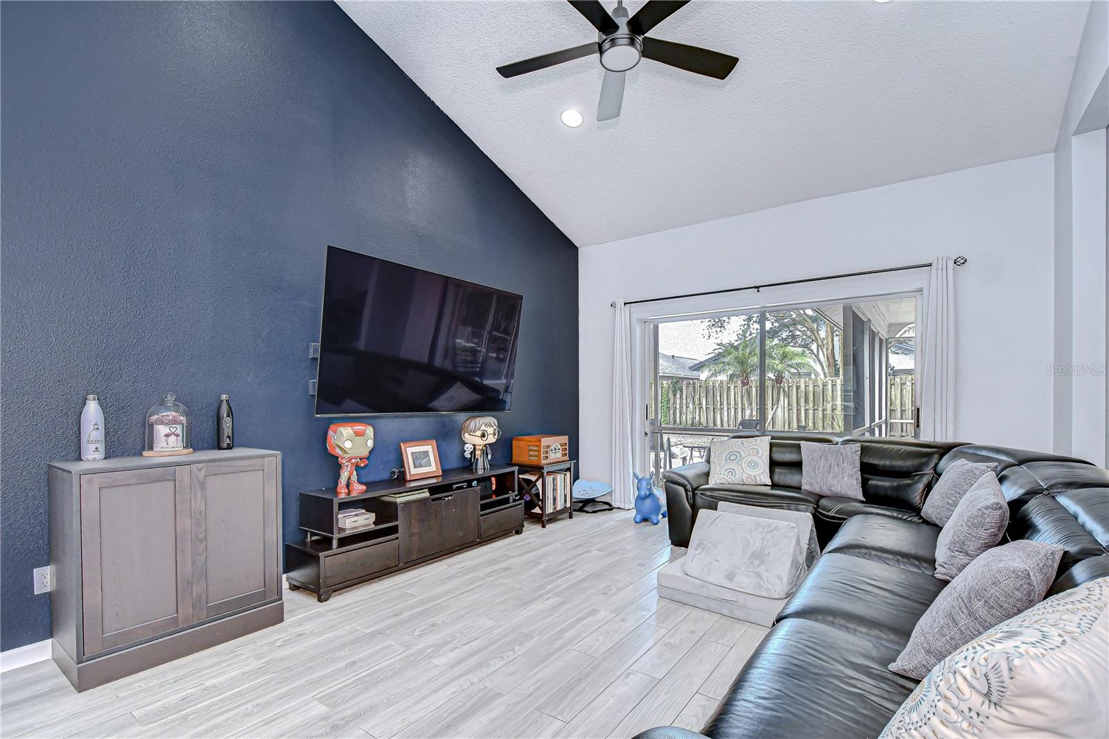 Sliders make the most of the natural light.