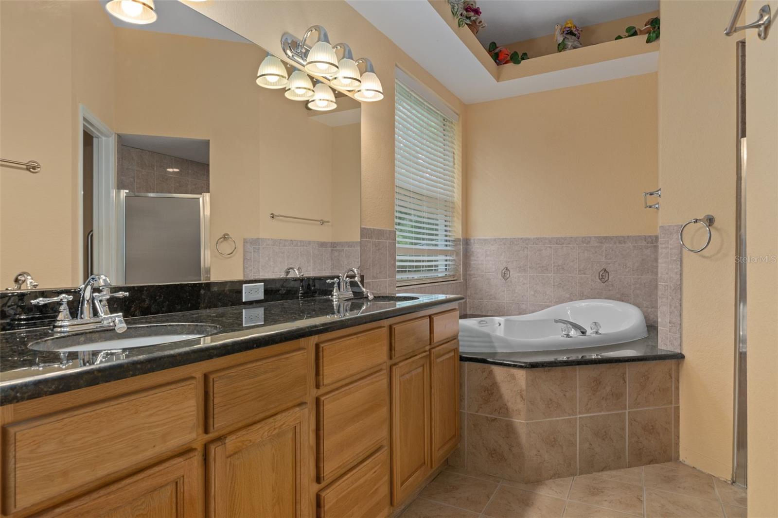 Master Bathroom with a Gorgeous Vanity with Dual Vanity Sinks and a Granite Top