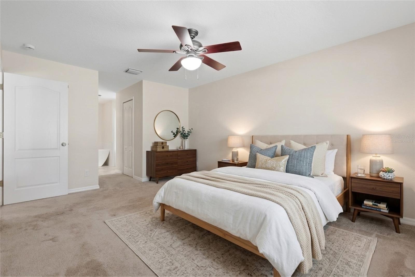 Primary bedroom virtually staged