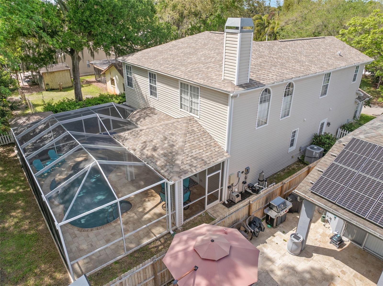 Aerial view from the back of the home.