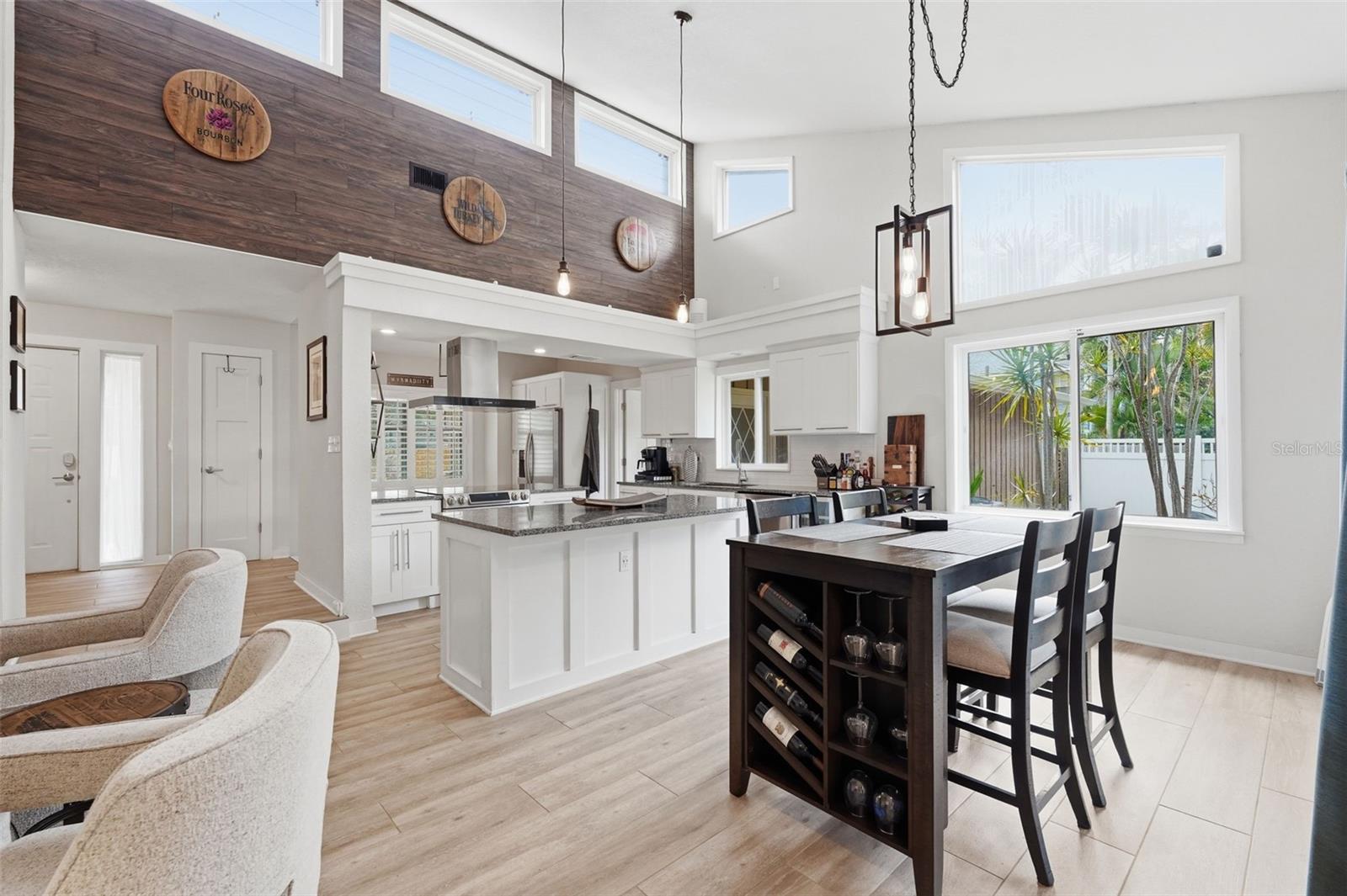 Kitchen into the dining area