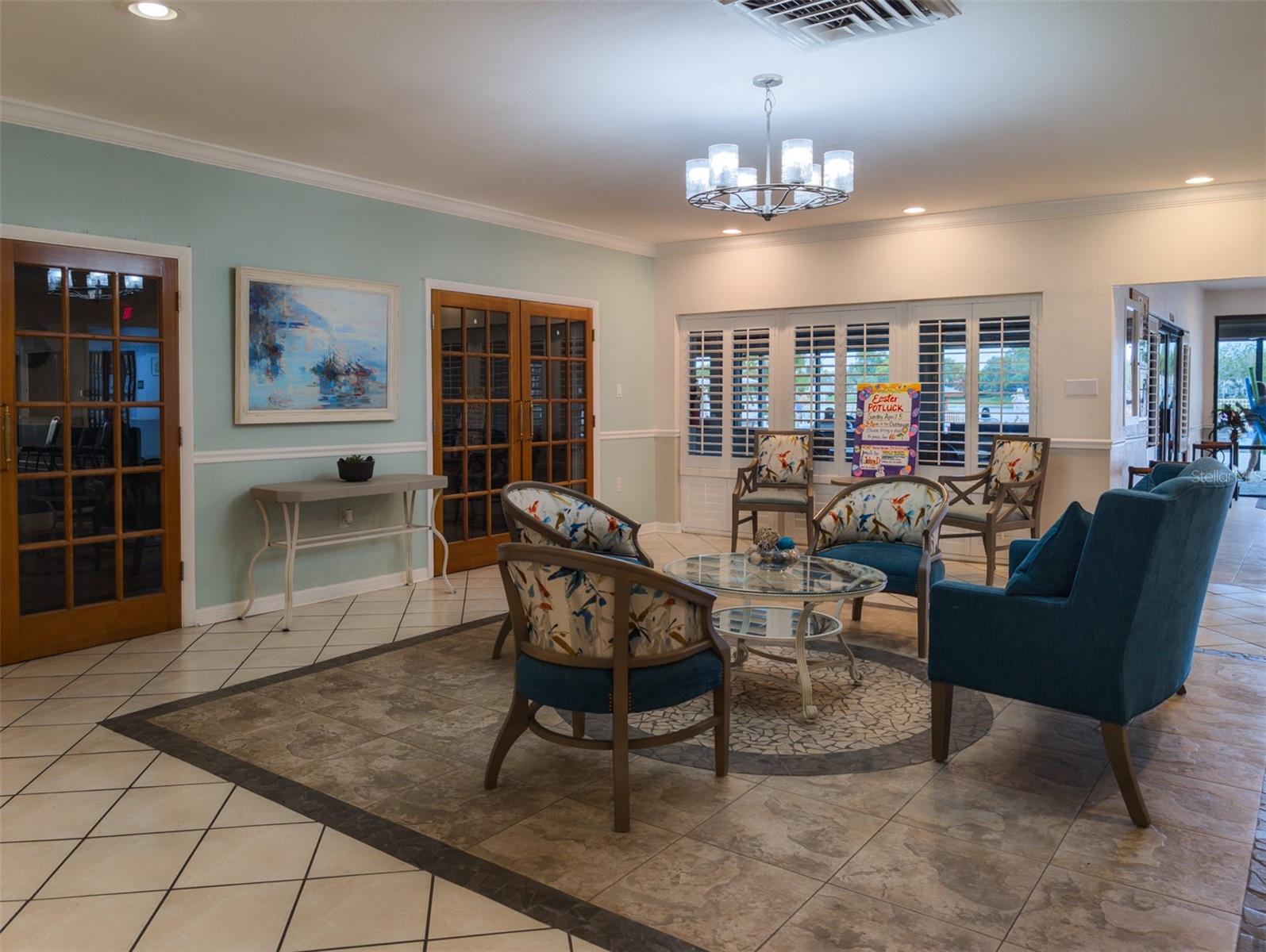Reception area in the clubhouse