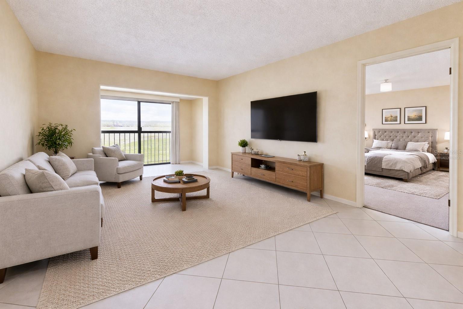 Virtually Staged Living Room & Master Bedroom
