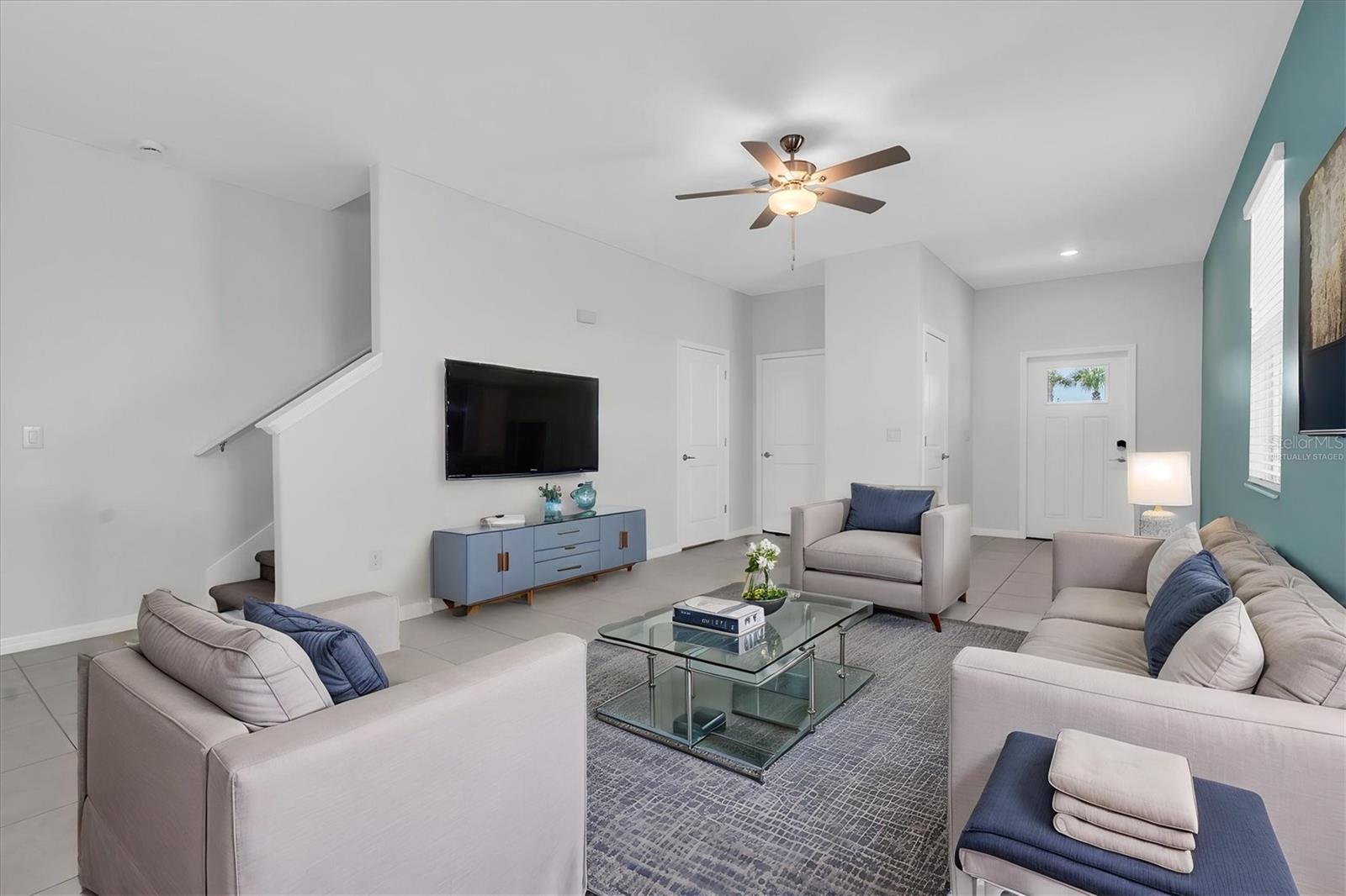 Family room, Virtually staged