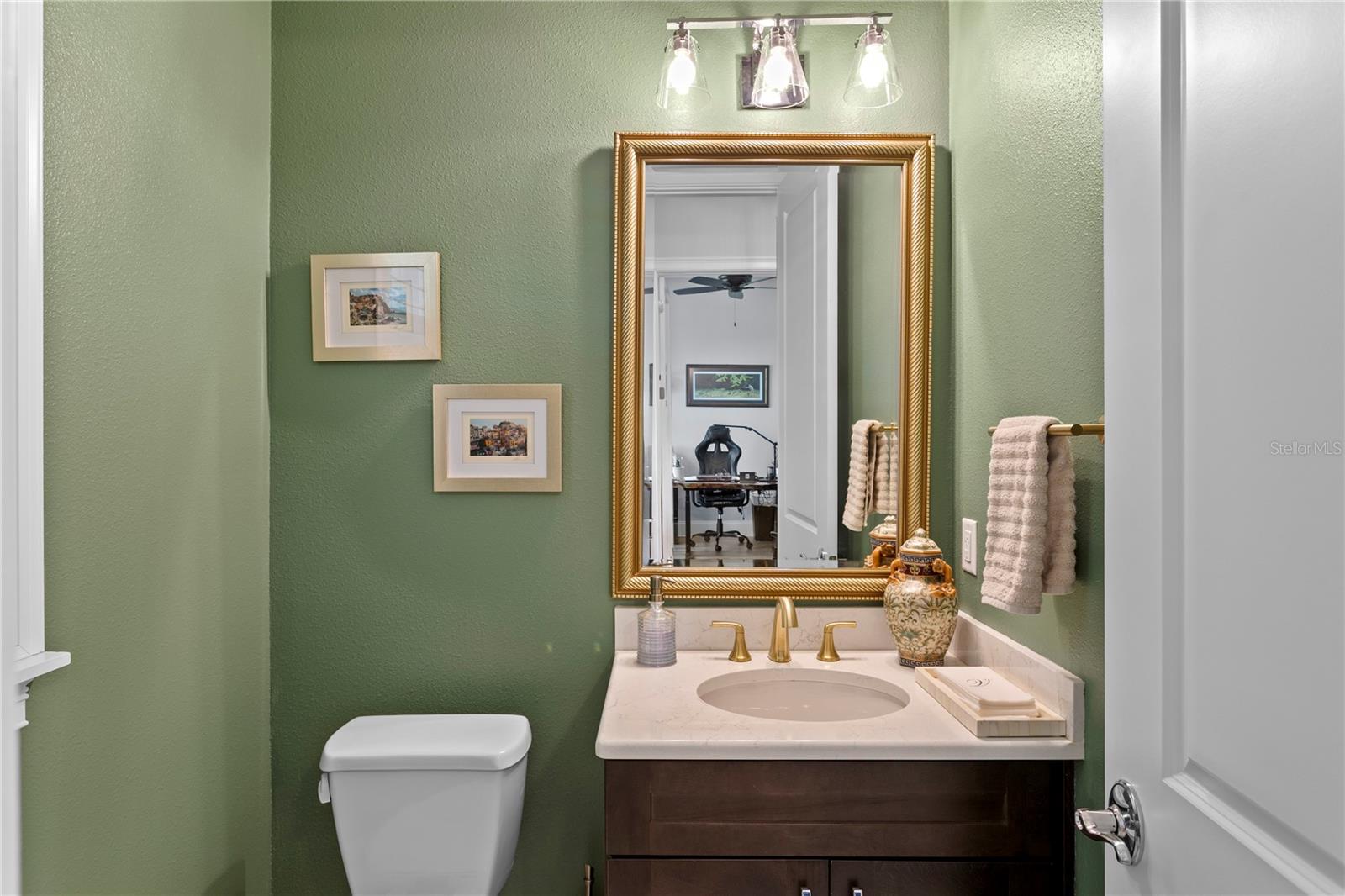 Opposite the office is a quaint powder bath