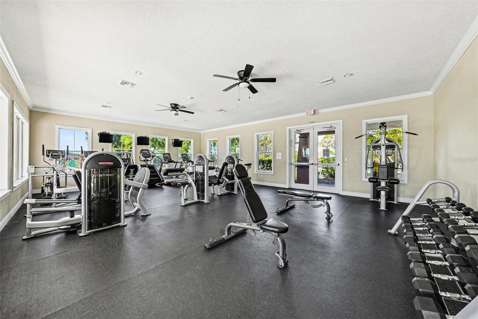 This state-of-the-art Fitness Center has everything to keep you fit, with beautiful views of the pool and park.