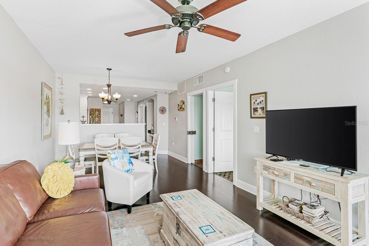 Living area open to dining room