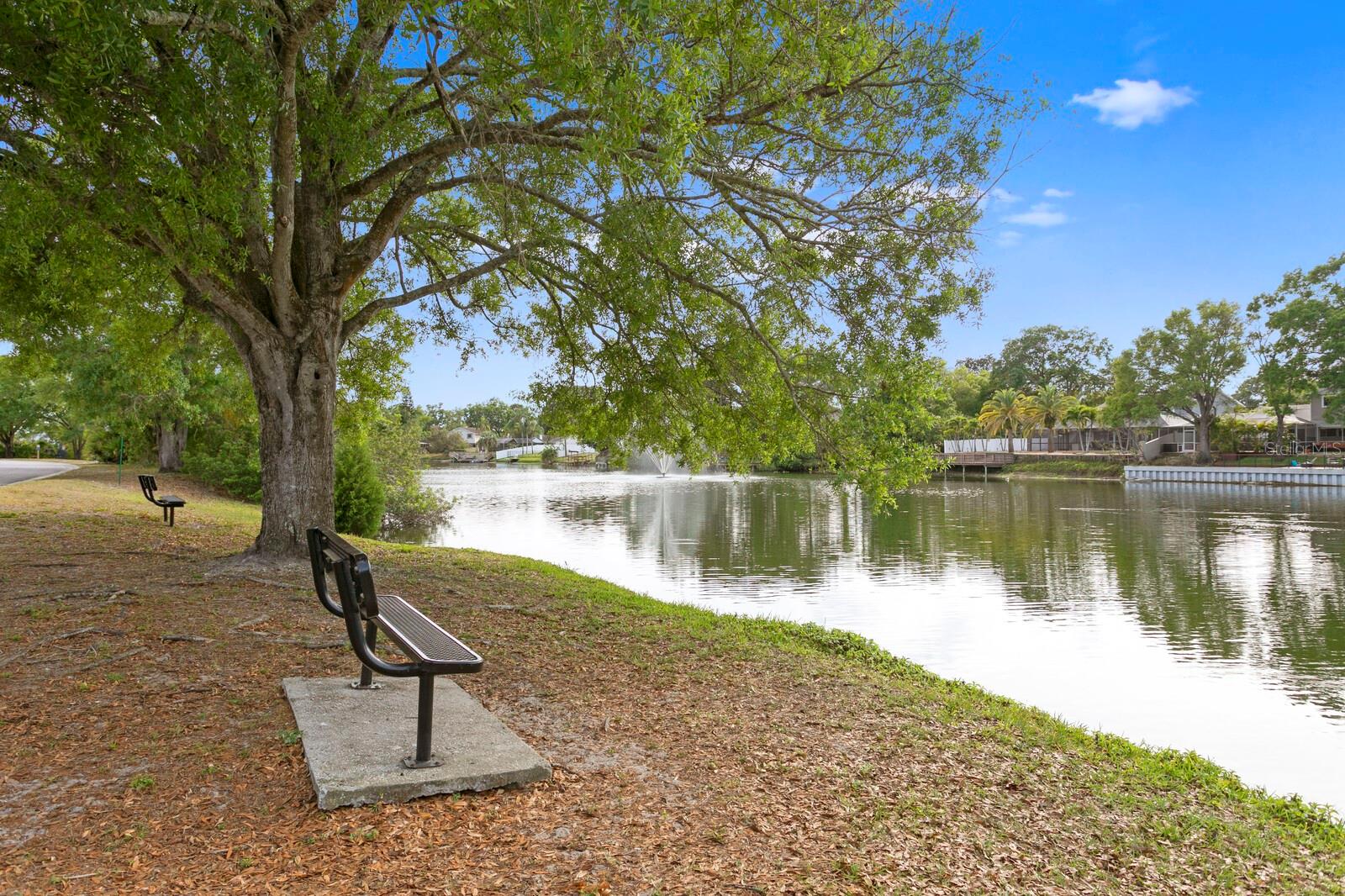 The Twelve Oaks community lake is just 3 homes away from this property
